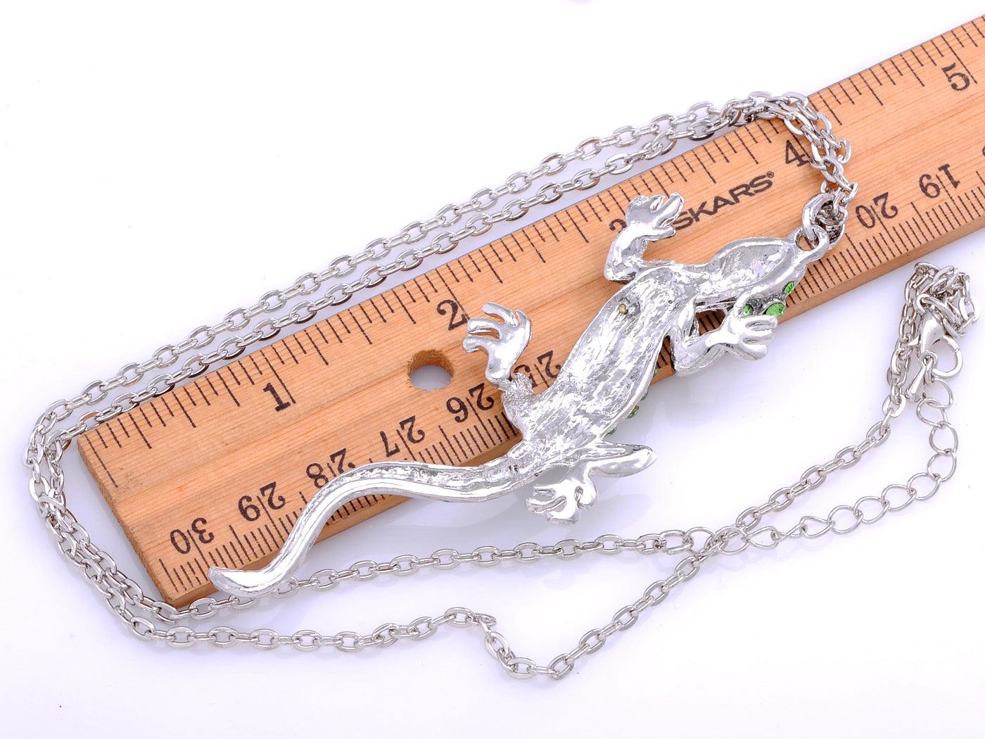 Green Resin Bead Body Water Gecko Lizard Pendant Necklace