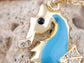 Petite Blue Enamel Sea Horse Pendant Necklace