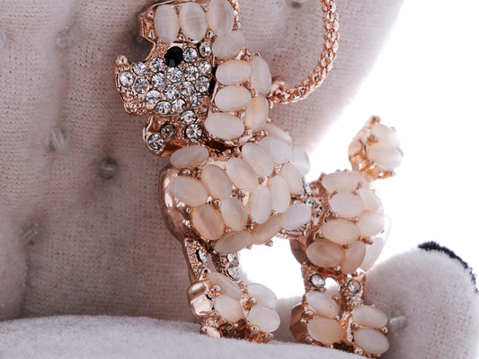 Light Peach Gemss Poodle Dog Pendant Necklace
