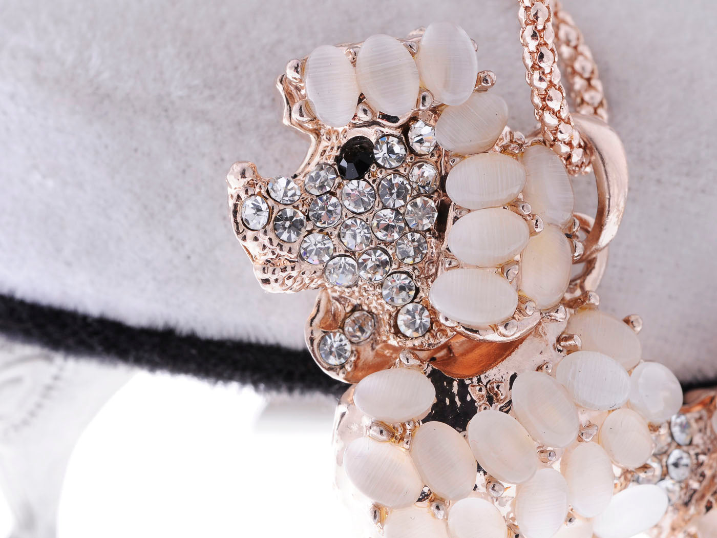 Light Peach Gemss Poodle Dog Pendant Necklace