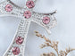 Rose Pink Holy Cross Pendant Heart Shape Necklace