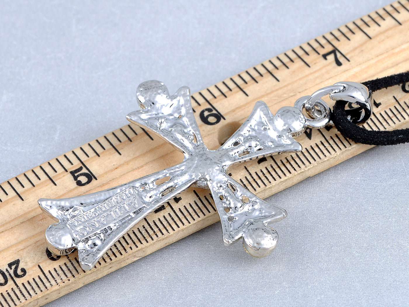 Gun Smokey Detail Cross Pendant Necklace