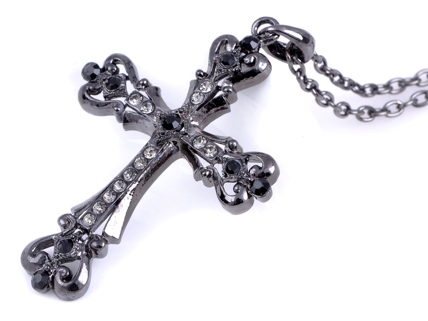 Gun Black Celtic Cross Pendant Necklace