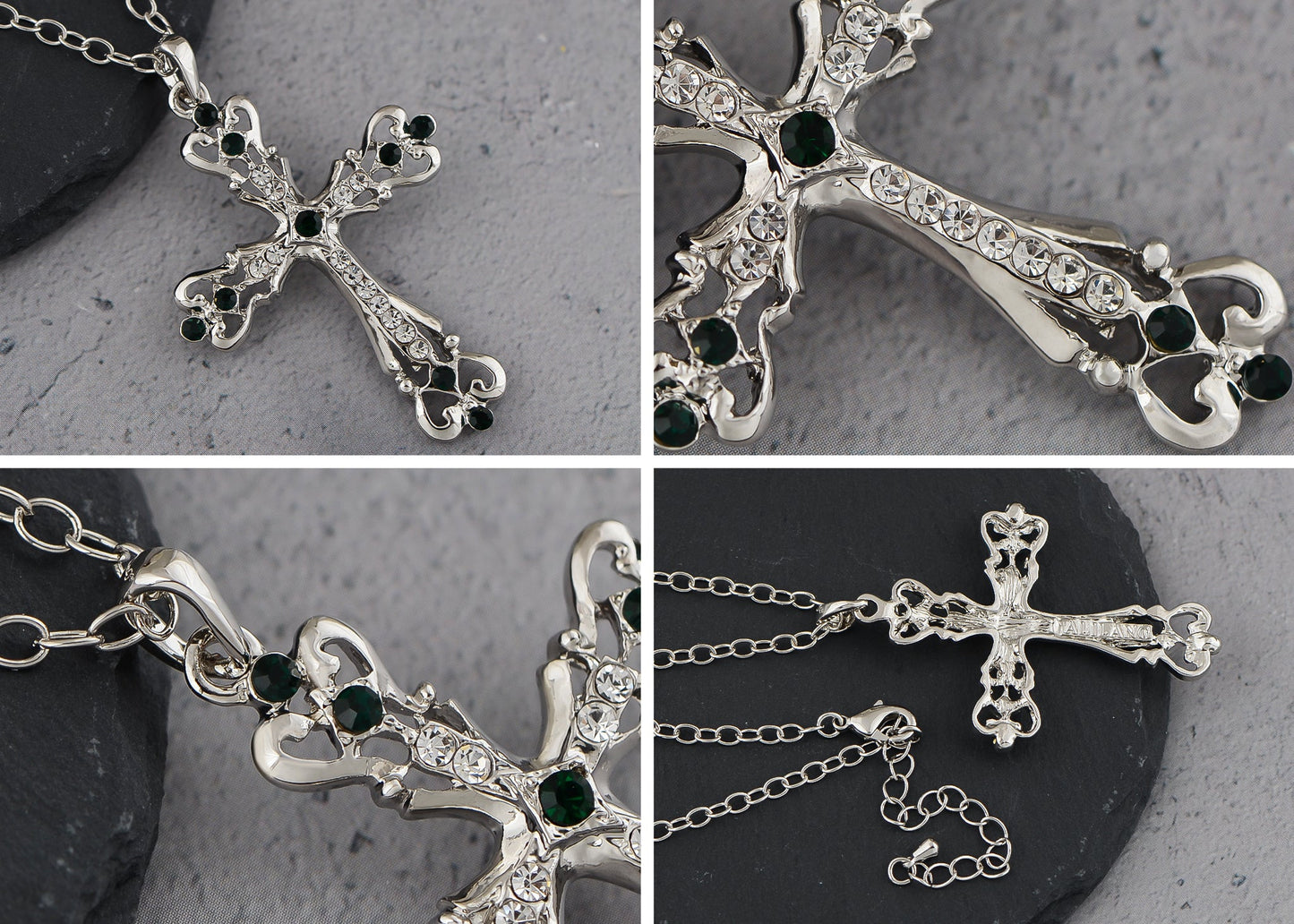 Gun Black Celtic Cross Pendant Necklace