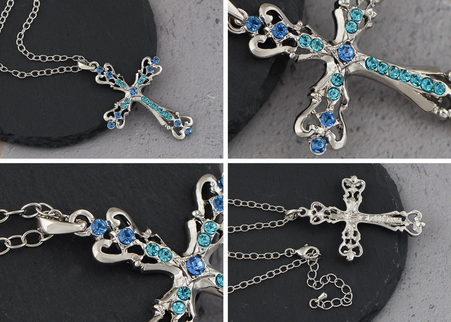 Gun Black Celtic Cross Pendant Necklace