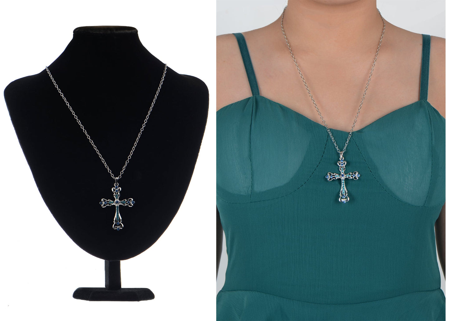 Gun Black Celtic Cross Pendant Necklace