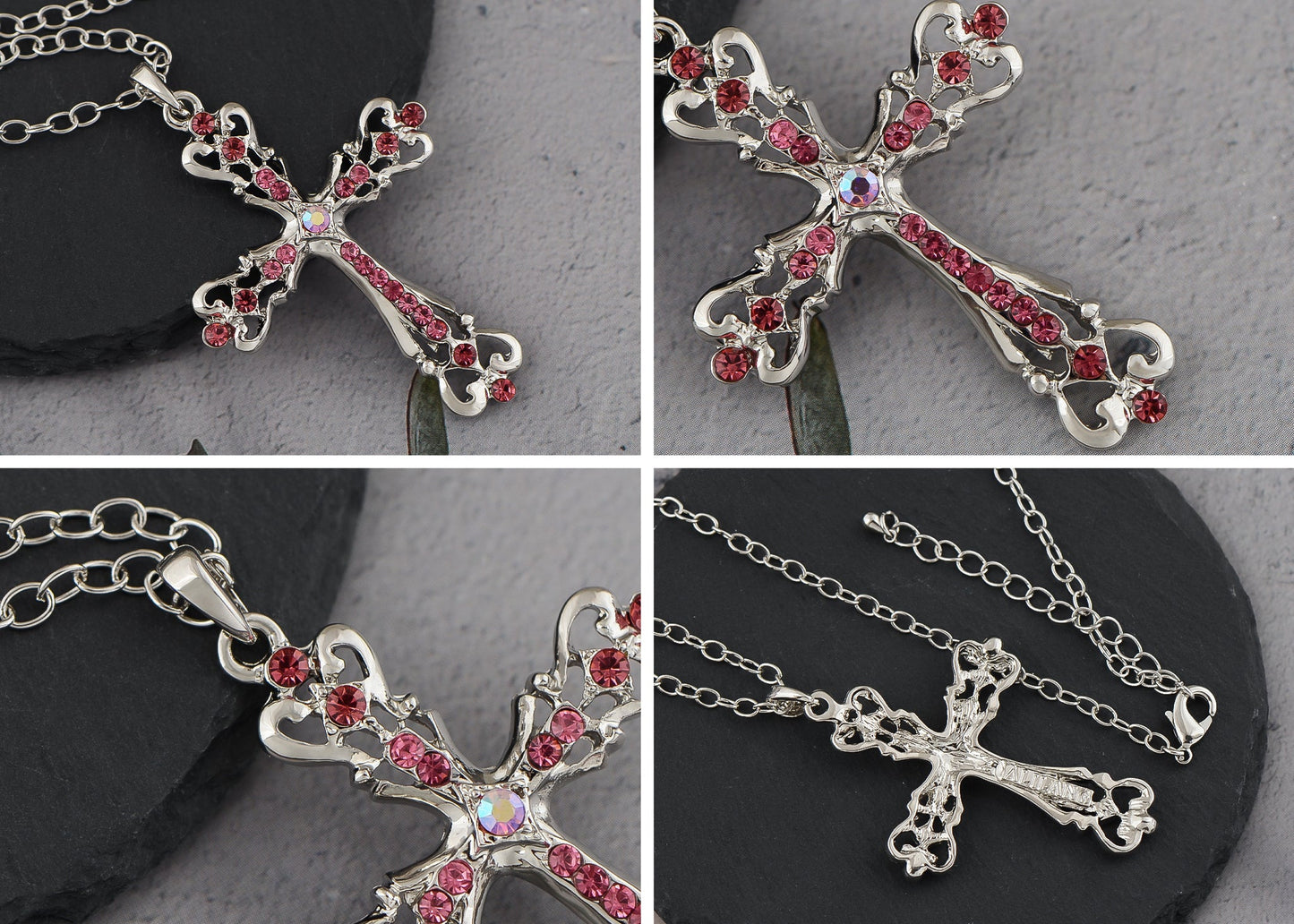 Gun Black Celtic Cross Pendant Necklace