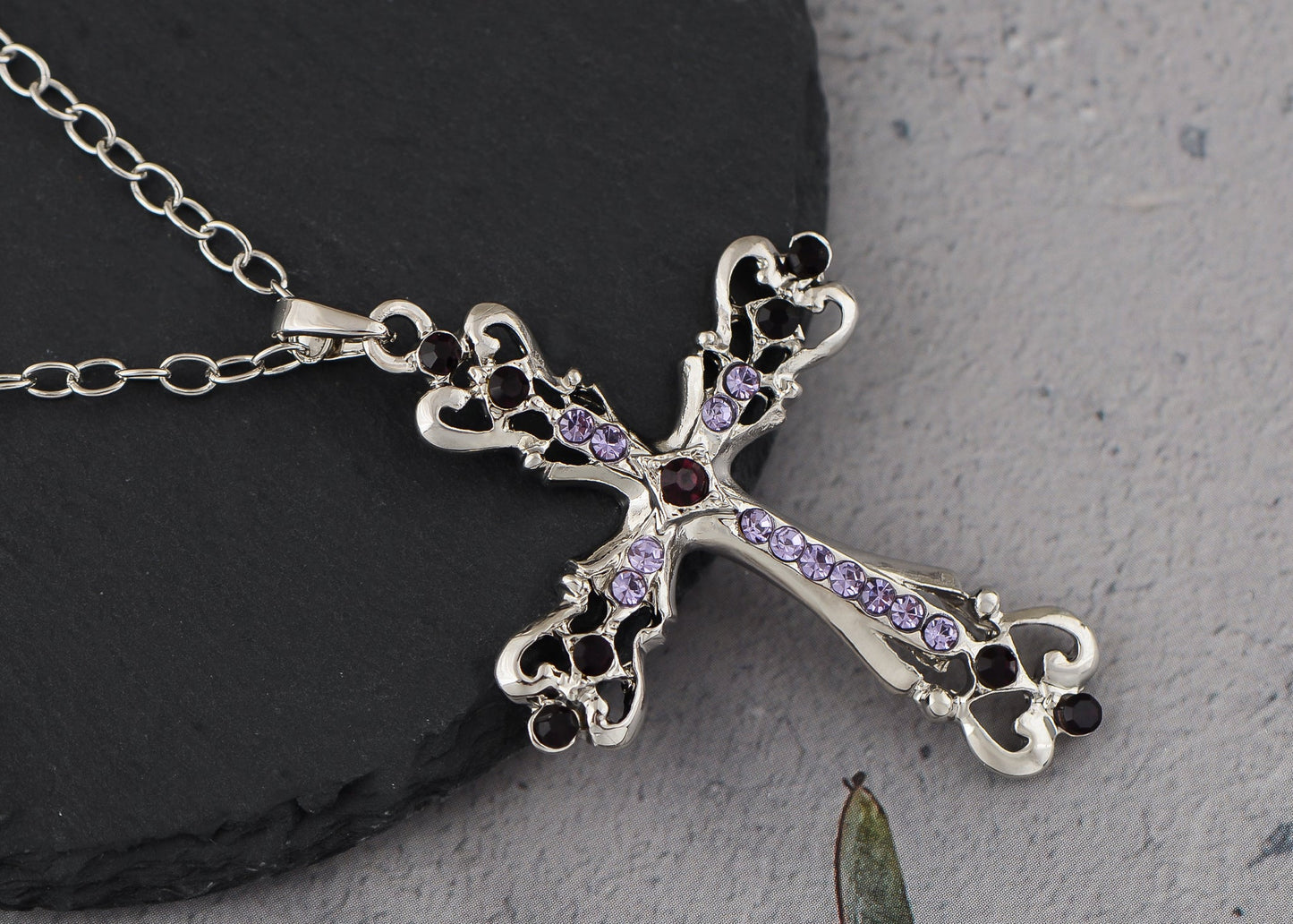 Gun Black Celtic Cross Pendant Necklace