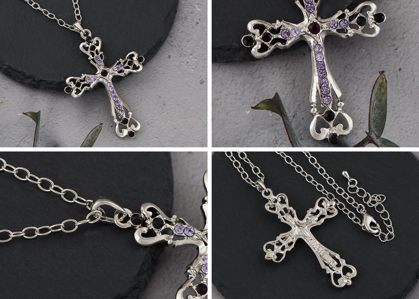 Gun Black Celtic Cross Pendant Necklace
