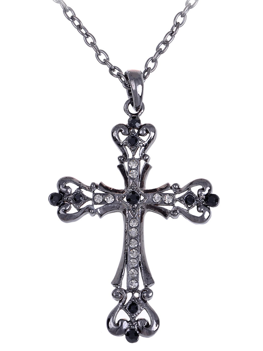 Gun Black Celtic Cross Pendant Necklace