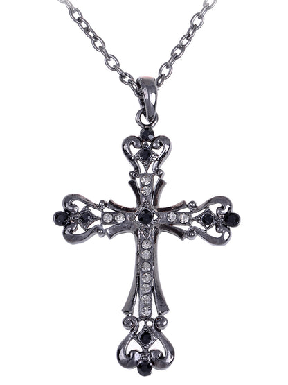 Gun Black Celtic Cross Pendant Necklace