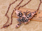 Amethyst Pink Antique Bronze Butterfly Tear Drop Dangle Pendant Necklace