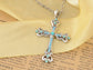 Ornate Cross Pendant Necklace White Black Blue Green Pink