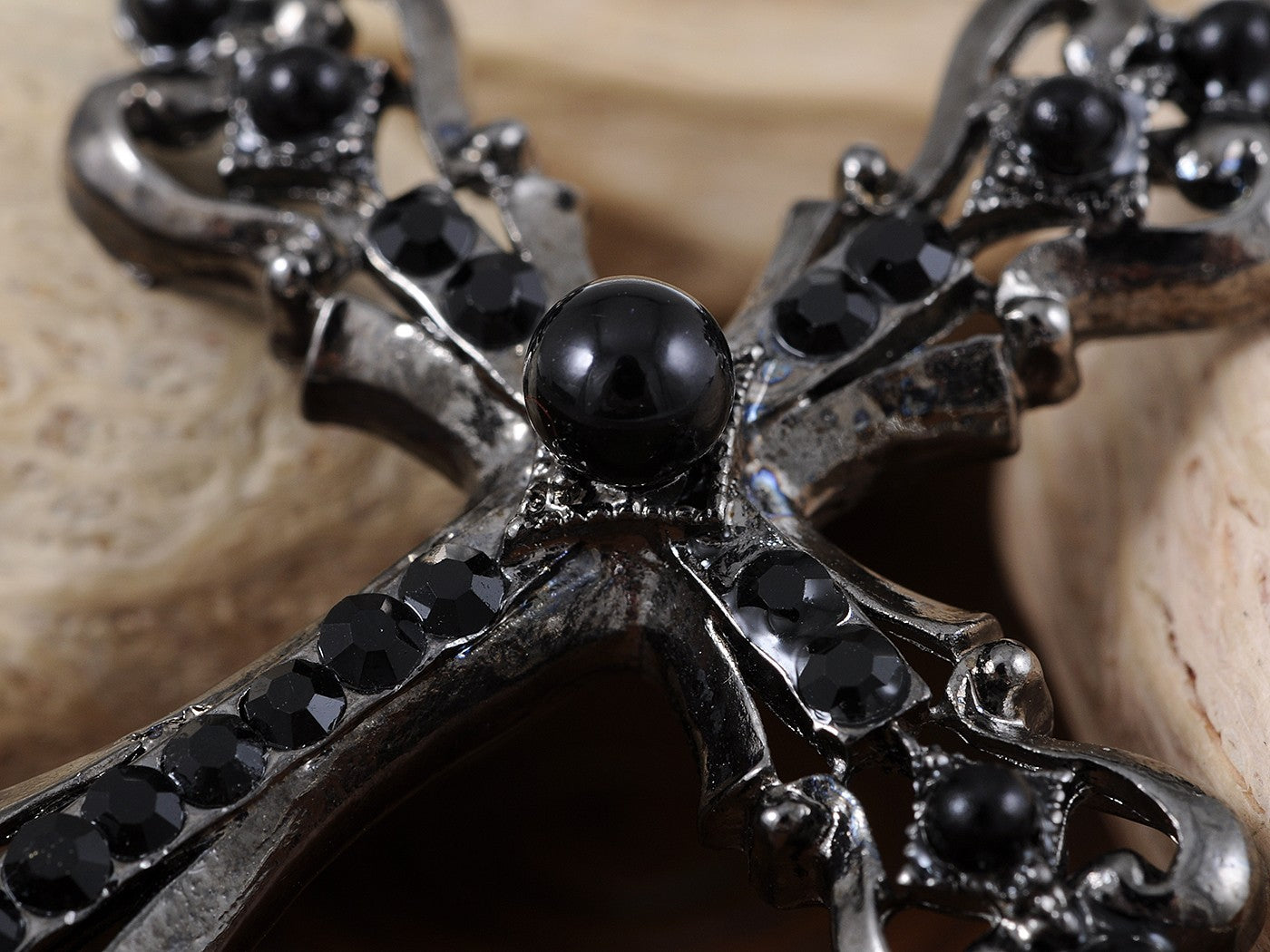 Ornate Cross Pendant Necklace White Black Blue Green Pink