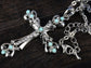 Ornate Cross Pendant Necklace White Black Blue Green Pink