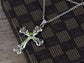 Ornate Cross Pendant Necklace White Black Blue Green Pink