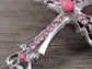 Ornate Cross Pendant Necklace White Black Blue Green Pink