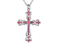 Ornate Cross Pendant Necklace White Black Blue Green Pink