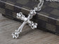 Ornate Cross Pendant Necklace White Black Blue Green Pink