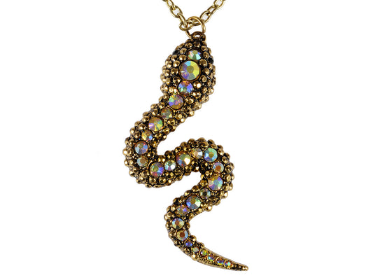 Chinese Horoscope Snake Cobra Ab Pendant Necklace