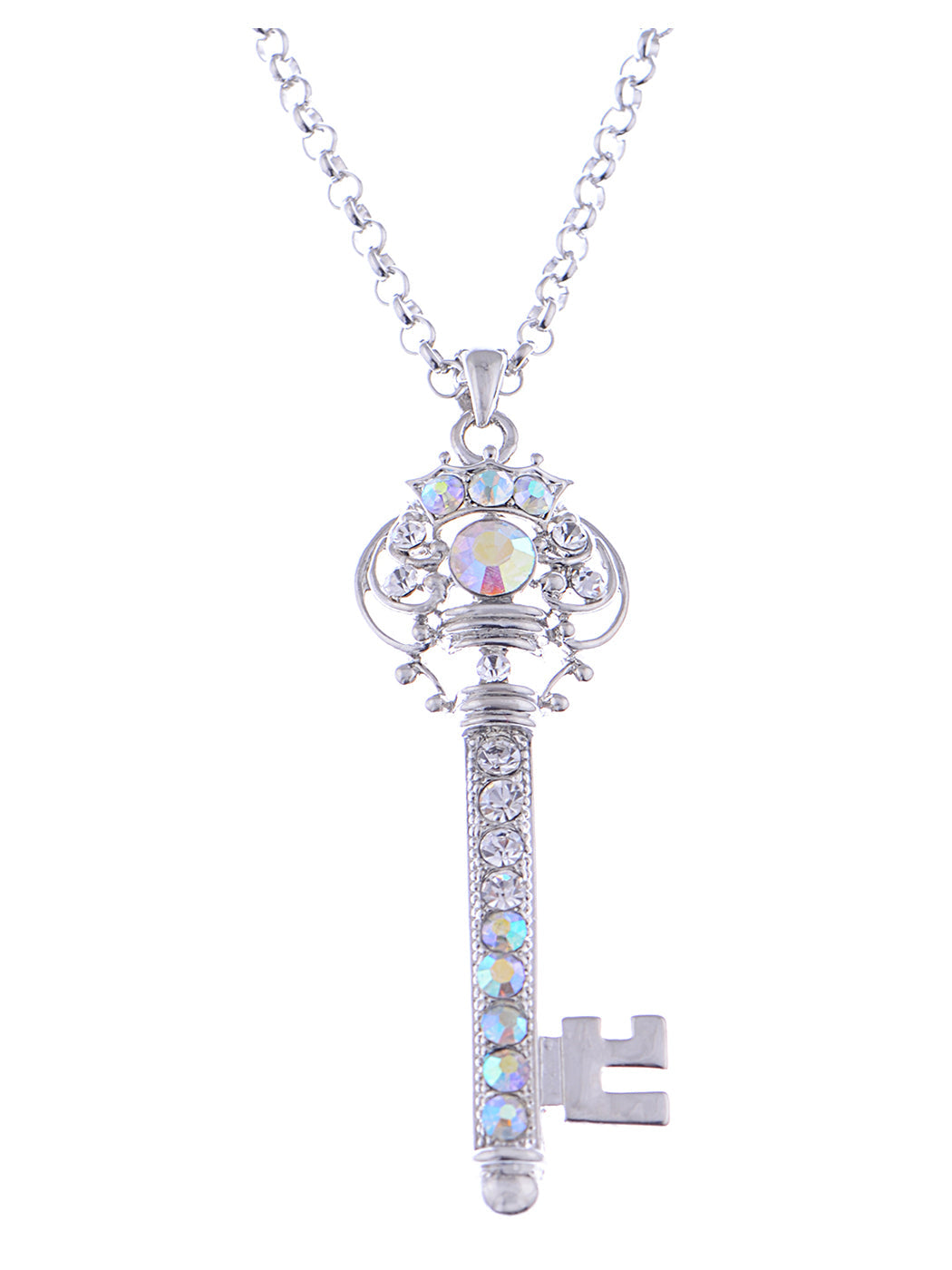 Ab Treasure Key Crown Lock Pendant Necklace