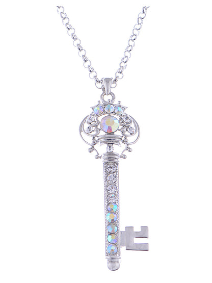 Ab Treasure Key Crown Lock Pendant Necklace