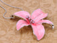 Pink Hawaiian Tropical Floral Pendant Necklace Dangle Earrings Set