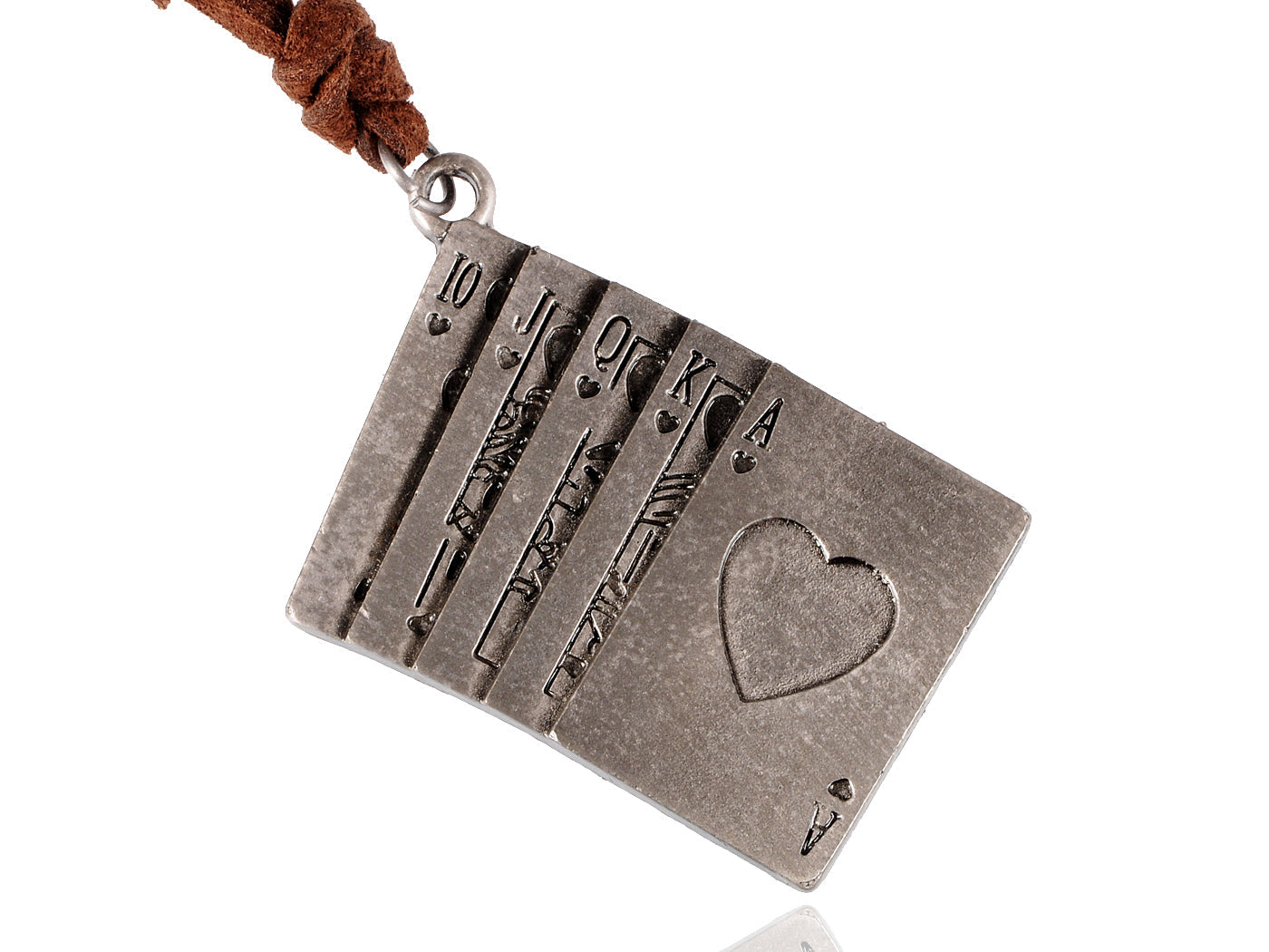 Antique Deck Of Cards Charm On Leather Necklace