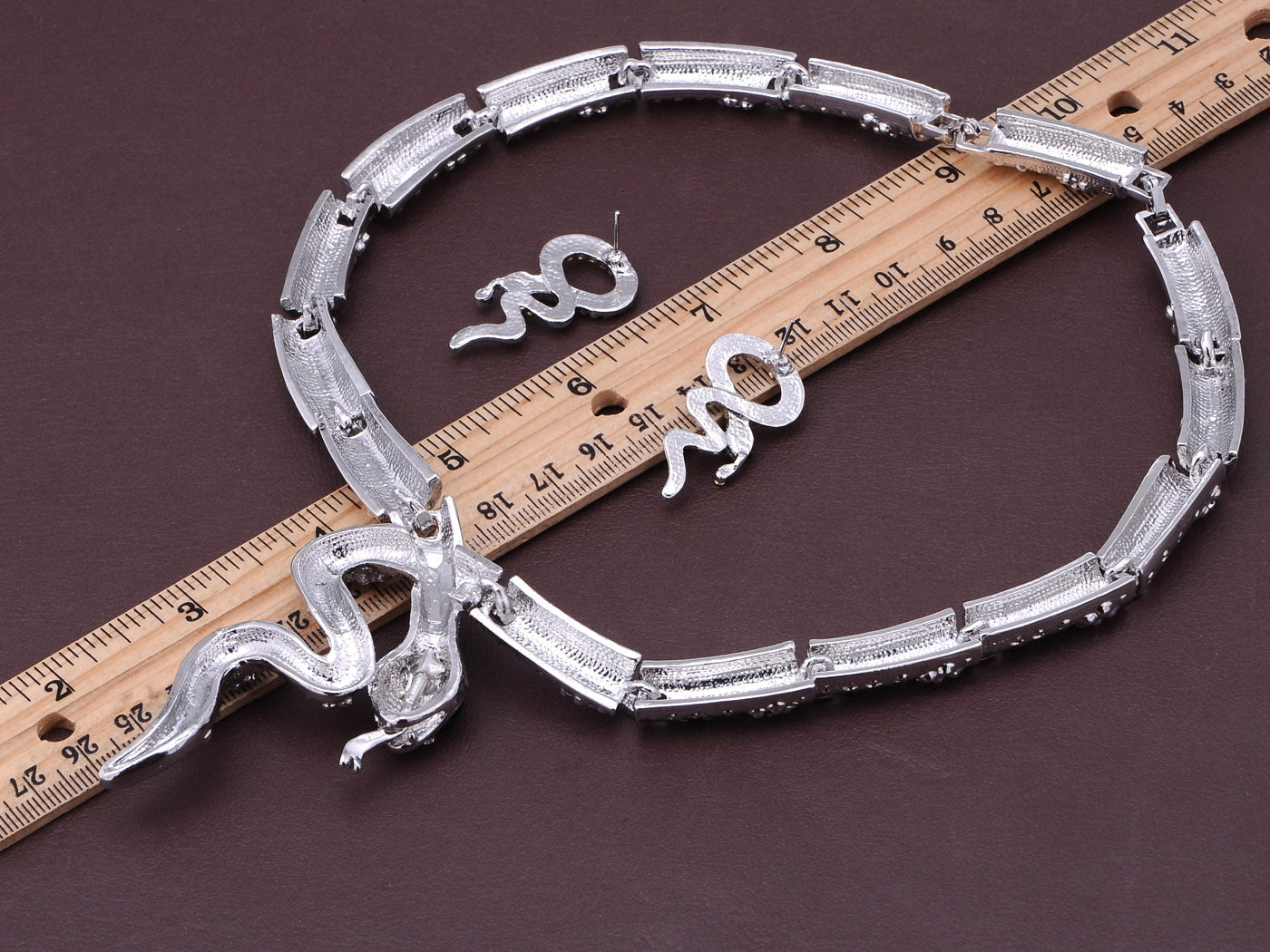 Serpent Snake Tongue Hiss Necklace Earring Set