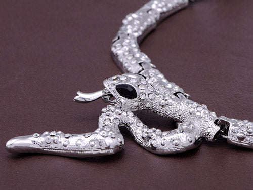 Serpent Snake Tongue Hiss Necklace Earring Set