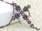 Multi Colored Beaded Holy Cross Tear Drops Necklace Pendant