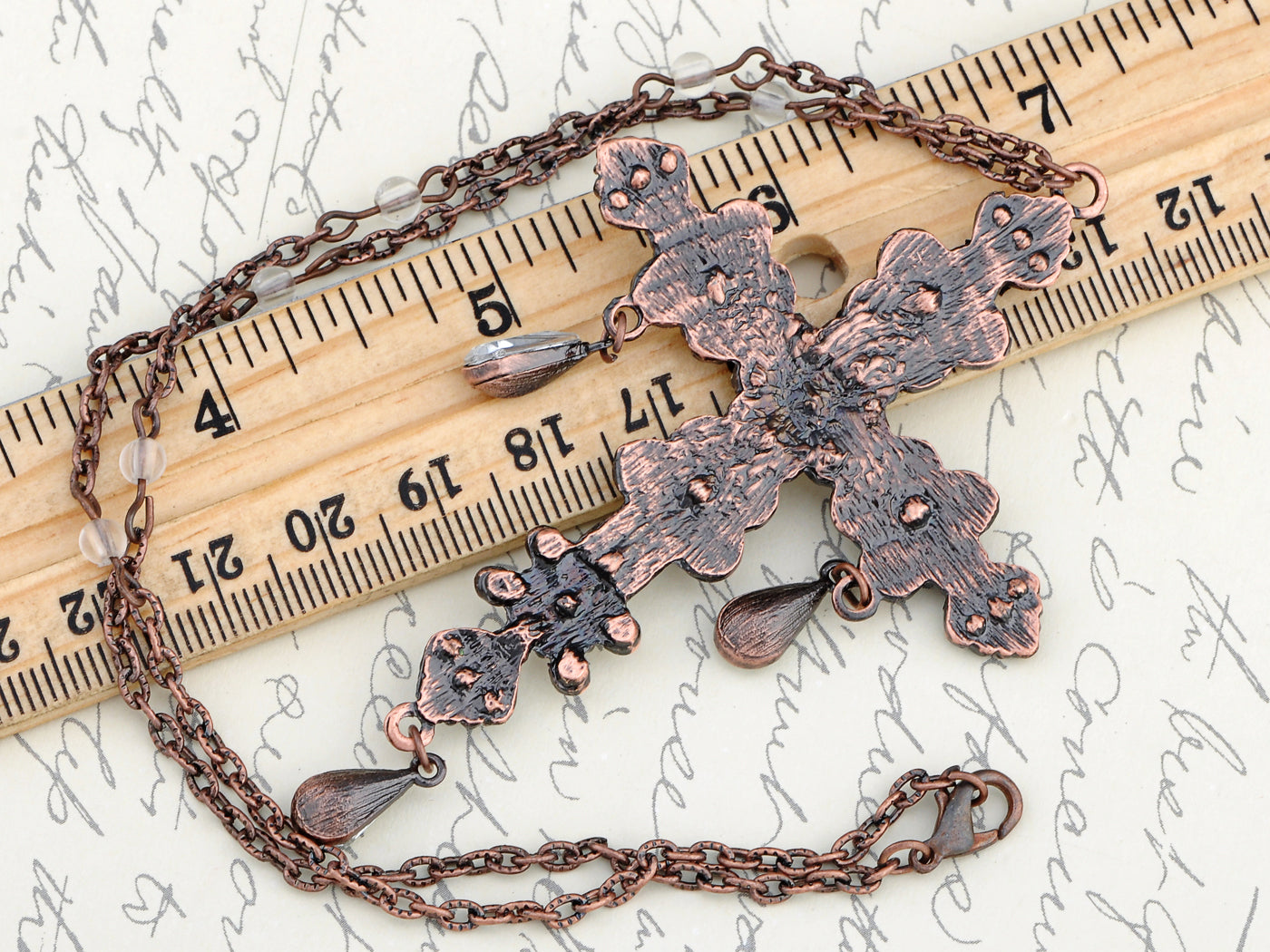 Multi Colored Beaded Holy Cross Tear Drops Necklace Pendant