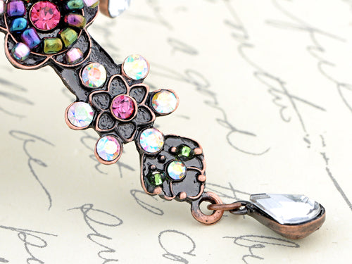 Multi Colored Beaded Holy Cross Tear Drops Necklace Pendant