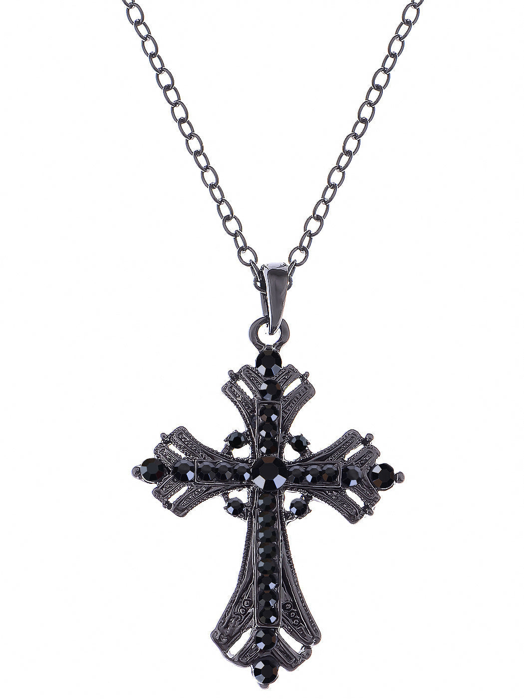 Religious Cross Pendant Necklace Aquamarine