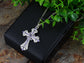Religious Cross Pendant Necklace Aquamarine