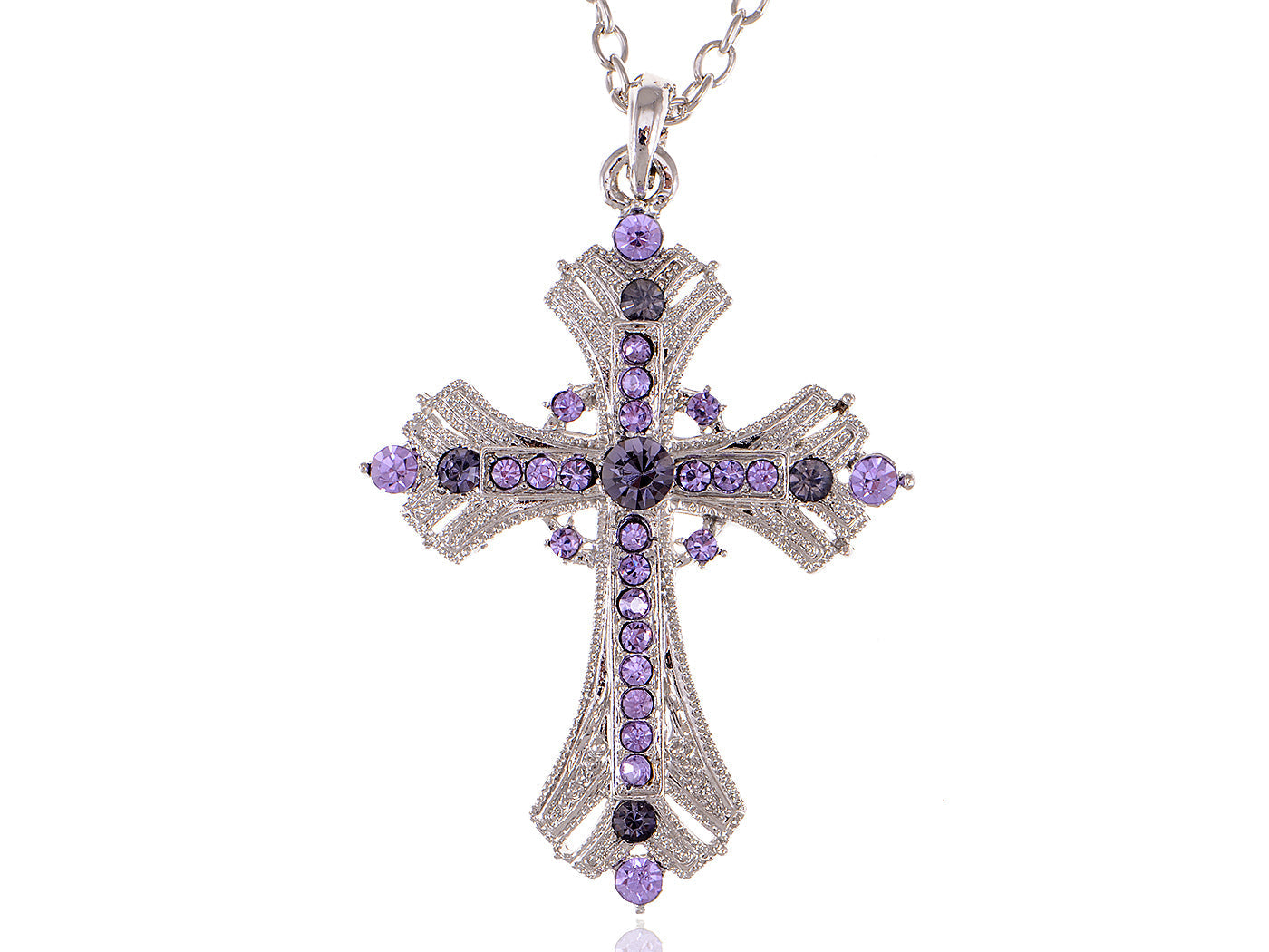 Religious Cross Pendant Necklace Aquamarine