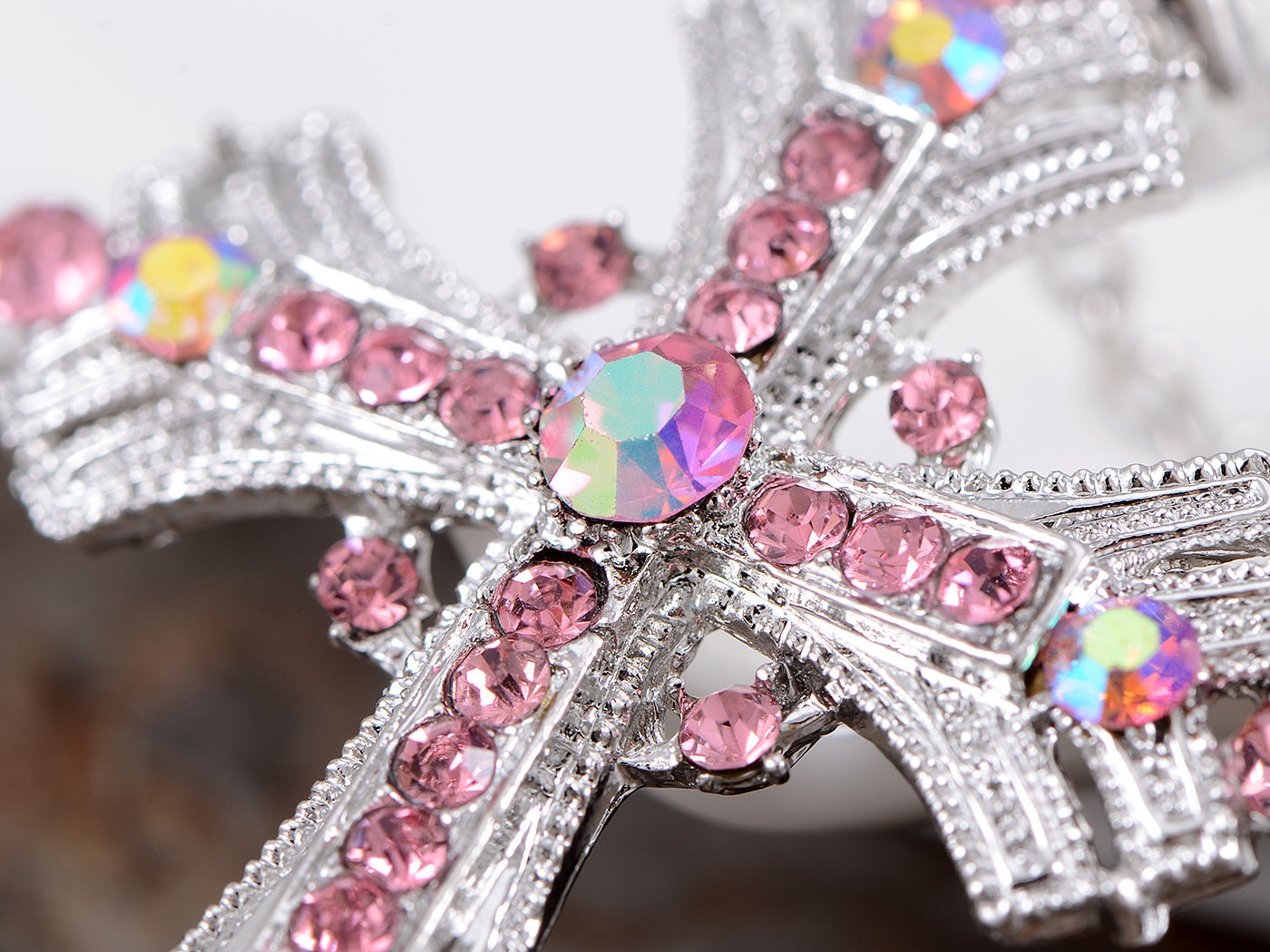 Religious Cross Pendant Necklace Aquamarine