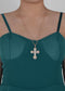 Religious Cross Pendant Necklace Aquamarine