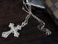 Religious Cross Pendant Necklace Aquamarine