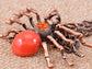 Rusty Brass Shine Red Orange Spider Queen Pendant Necklace