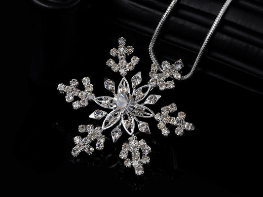 Colored Snowlake Winter Chain Necklace Pendant