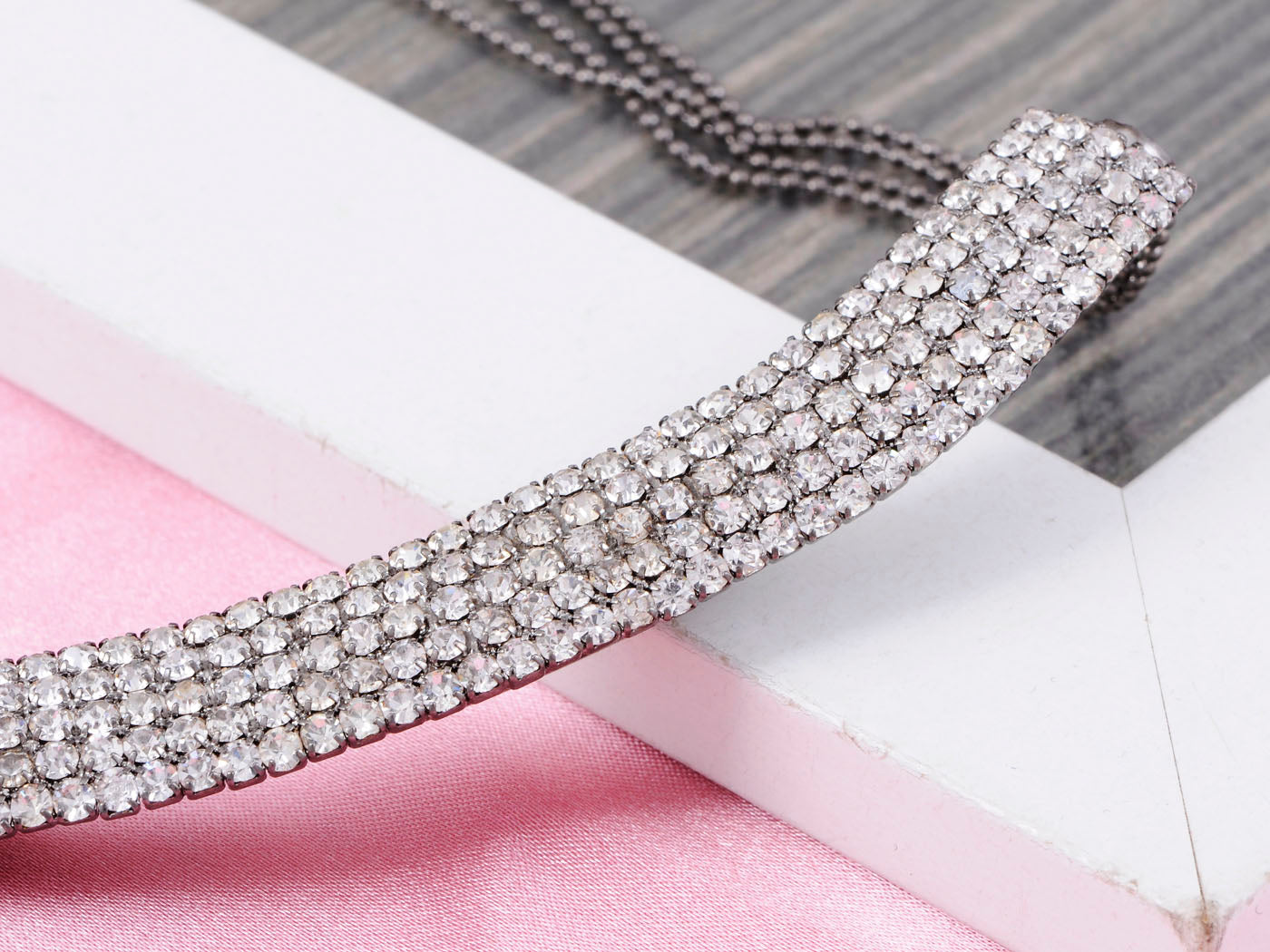 Diamond Multi Strand Choker Tube Statement Collar Necklace