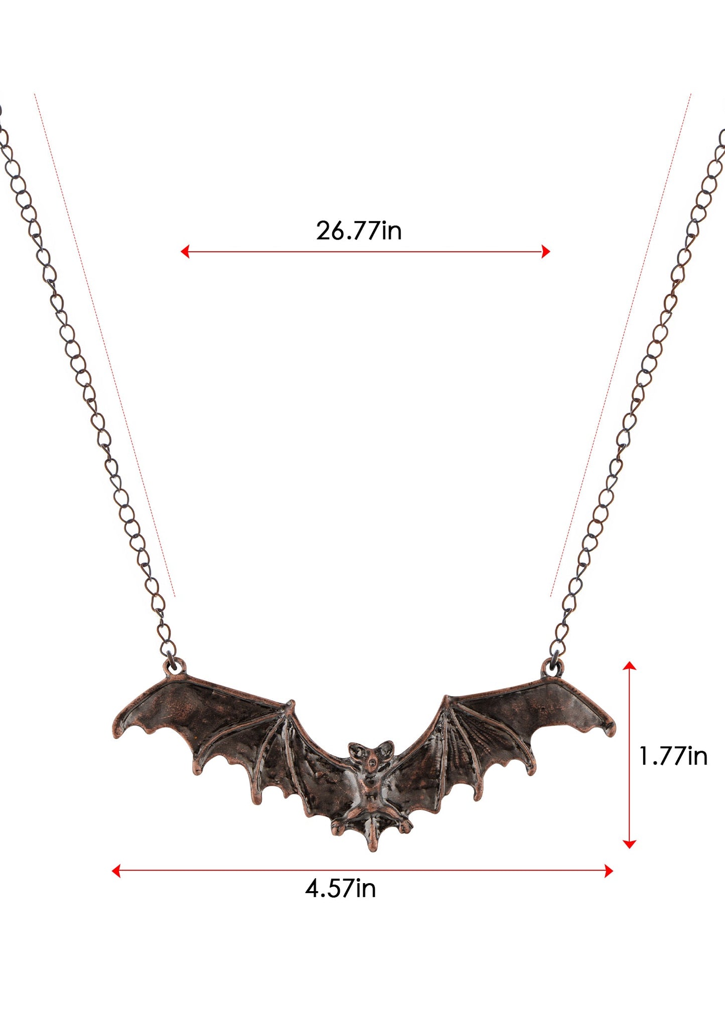 Frightening Halloween Black Enamel Paint Flying Bat Chain Necklace Pendant
