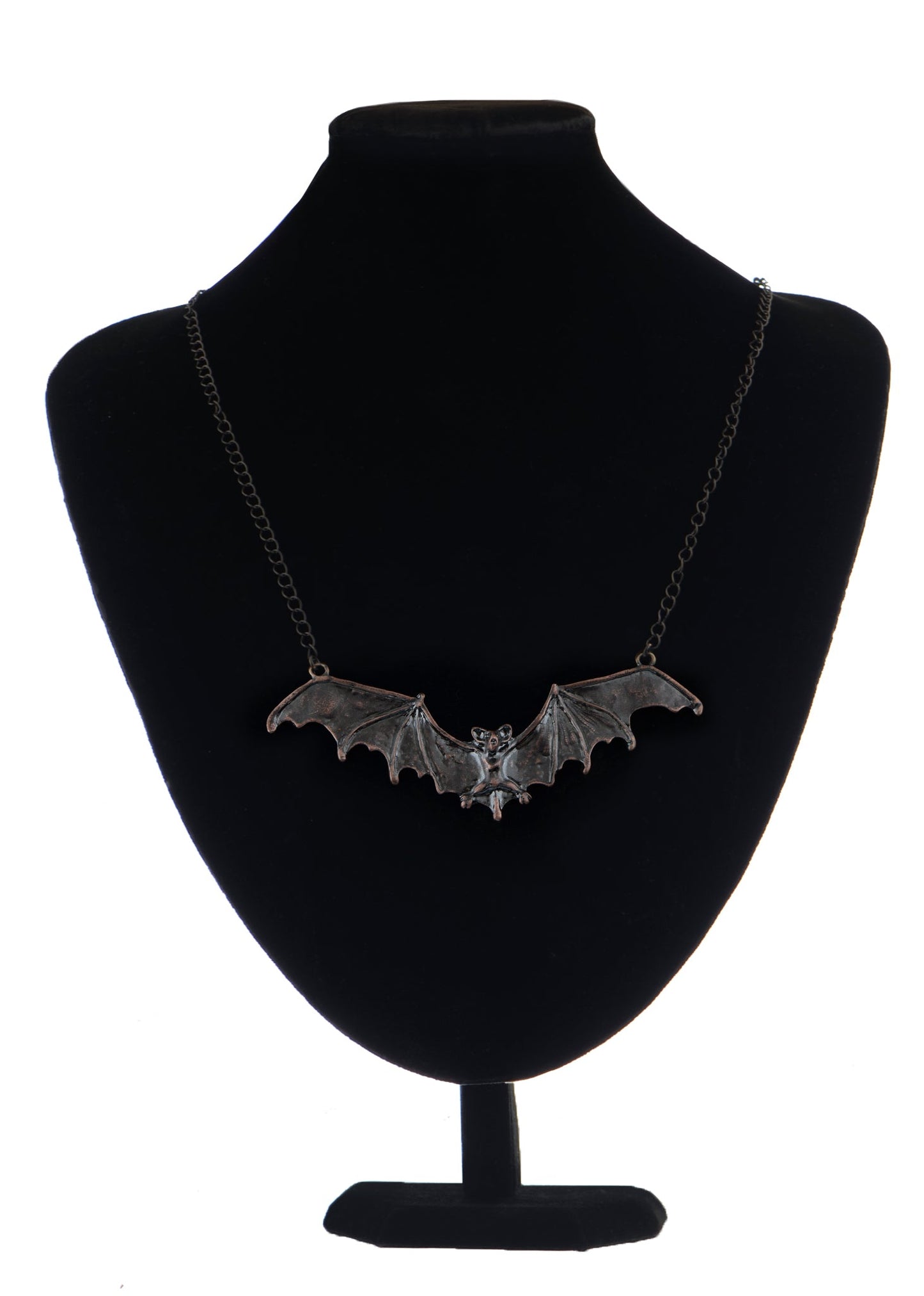 Frightening Halloween Black Enamel Paint Flying Bat Chain Necklace Pendant