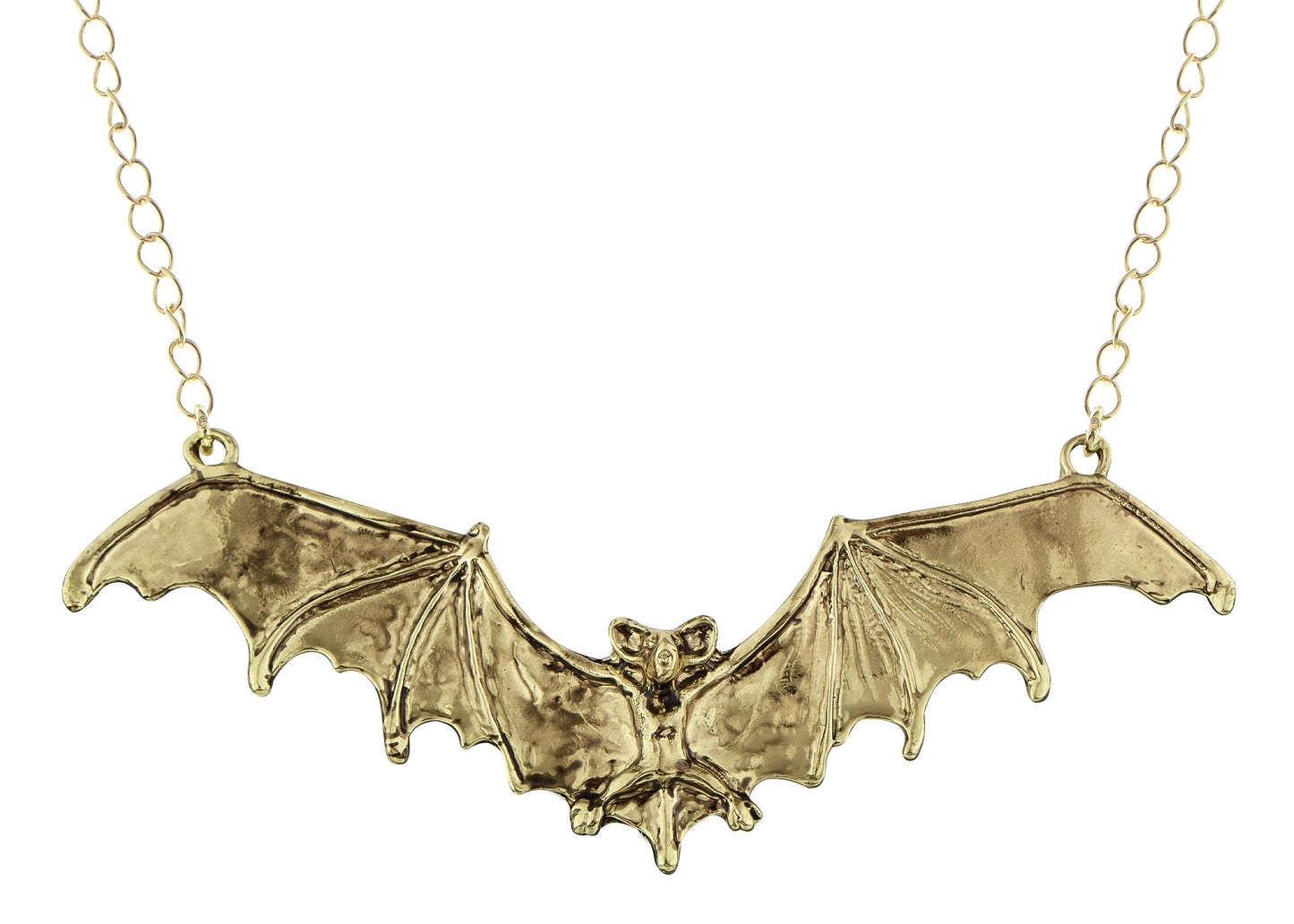 Frightening Halloween Black Enamel Paint Flying Bat Chain Necklace Pendant