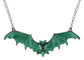Frightening Halloween Black Enamel Paint Flying Bat Chain Necklace Pendant