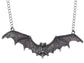 Frightening Halloween Black Enamel Paint Flying Bat Chain Necklace Pendant