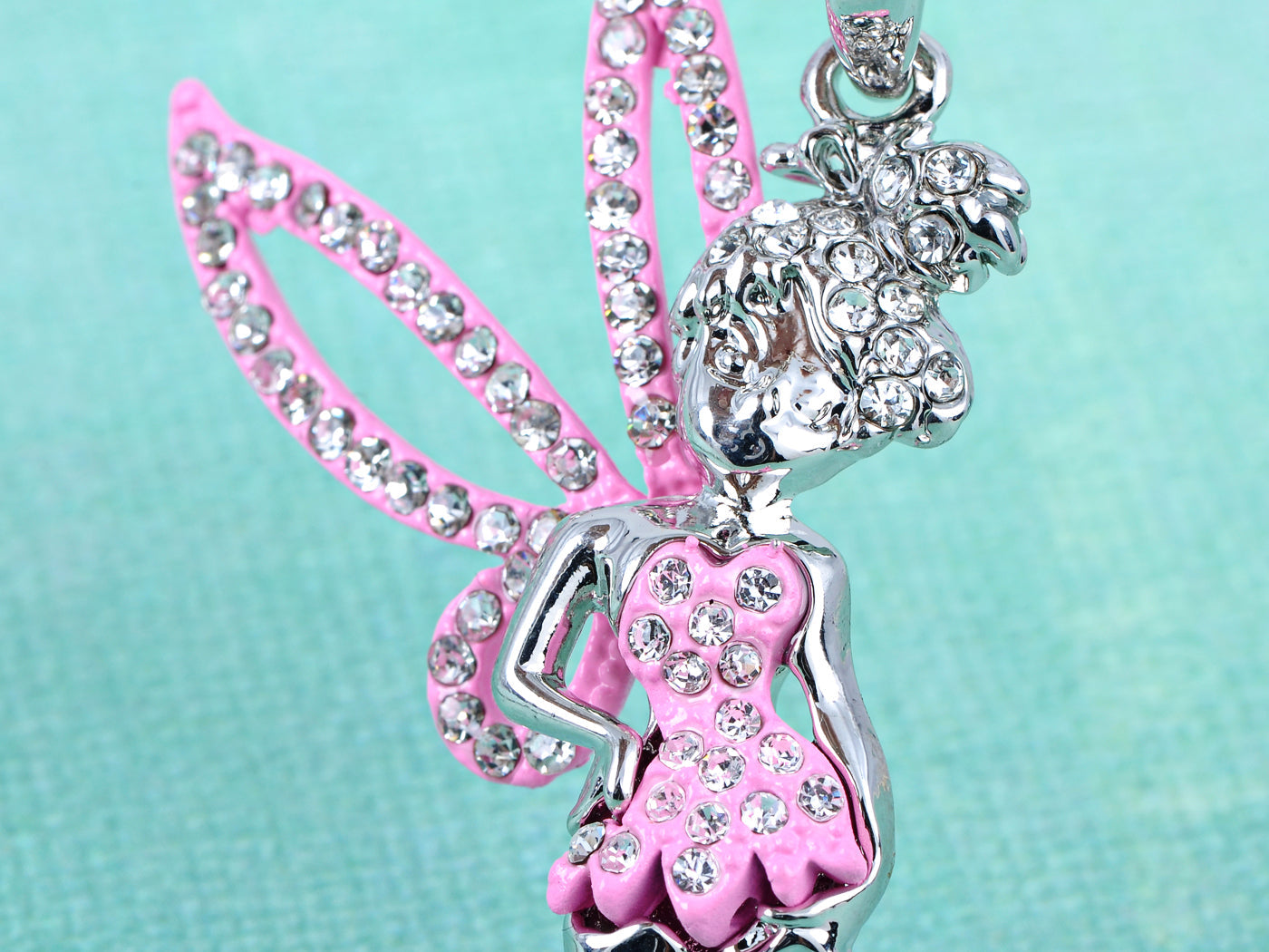 Silver Pink Enamel Pixie Fairy Angel Pendant Necklace