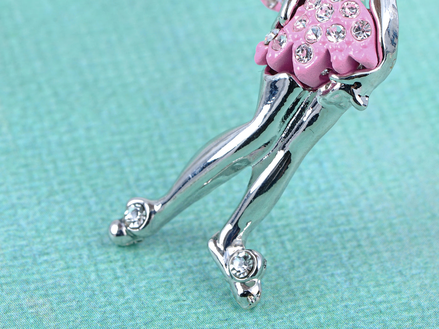 Silver Pink Enamel Pixie Fairy Angel Pendant Necklace