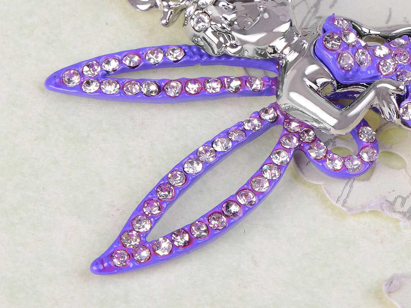 Silver Purple Enamel Pixie Fairy Angel Pendant Necklace